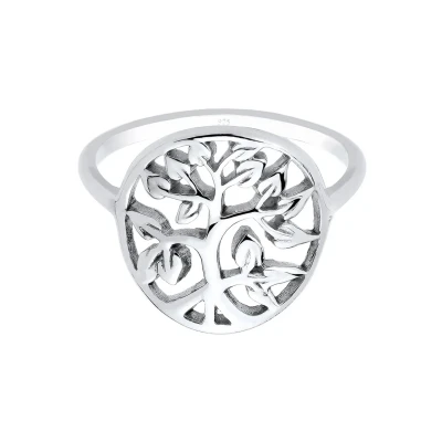 Afbeelding van Elli Lebensbaum Floral Ring, Dames, Maat: 54, Silber