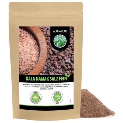 Image de Alpi Nature Sel Kala Namak Fin 1kg, Gemme Naturel Noir pour la Cuisine