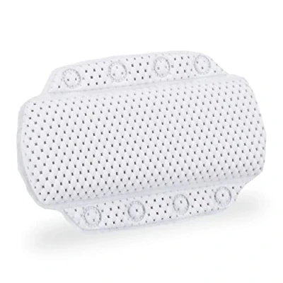 Afbeelding van Relaxdays badkussen met zuignappen badkussentje comfortabel nekkussen bad wit