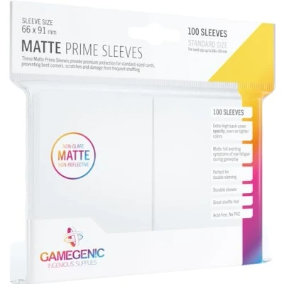 Image de GAMEGEN!C Gamegenic 100 Pack 66 x 91 mm White Standard Size Matte Prime Sleeves