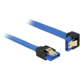 Afbeelding van SATA datakabel recht / haaks naar beneden plat SATA600 6 Gbit/s blauw 1 meter
