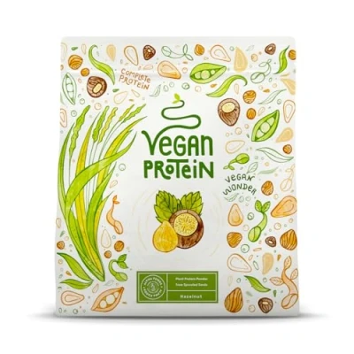Afbeelding van Alpha Foods Vegan Proteine poeder Eiwitpoeder als maaltijd of ontbijtshake, Plantaardige Shake, 600 gram voor 40 shakes, met Hazelnoot smaak (nieuw recept)