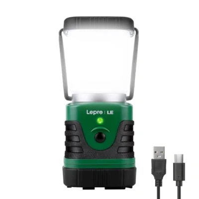 Afbeelding van LE Draagbare led campinglamp, superhelder, oplaadbare zoeklamp met beugel en haak, 4 helderheidsniveaus, dimbaar, noodlamp voor stroomuitval, wandelen, noodgevallen, storingen enz.