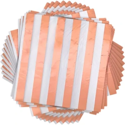 Afbeelding van Haza Original Servetten Gestreept Roze/goud 33 X Cm 16 Stuks