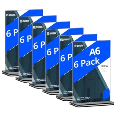 Afbeelding van QWORK® 6 stuks tafelmenuhouder van acryl A6 voor poster menubrochure in kantoren winkels hotel restaurants beurzen bruiloften