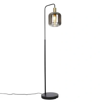Afbeelding van QAZQA zuzanna Design Dimbare LED Smart Vloerlamp Staande Lamp incl. wifi met Dimmer 1 lichts H 150 cm Zwart Goud Woonkamer Slaapkamer Keuken