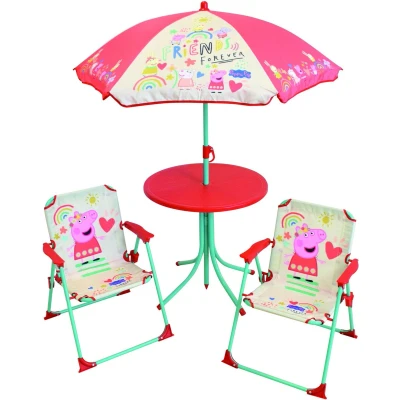 Afbeelding van Peppa Pig Tuinset Friends Forever 4 delig 2 Stoeltjes + Tafel Parasol