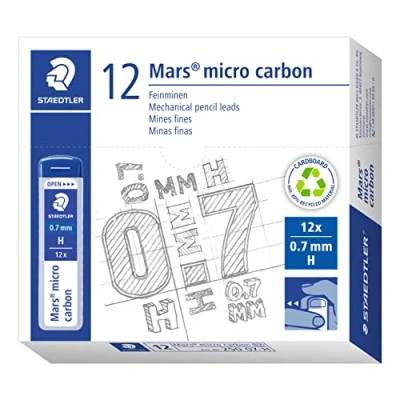 Afbeelding van Staedtler Mars Micro Carbon 250 etui met 12 vullingen, grafiet, 0,7 mm H
