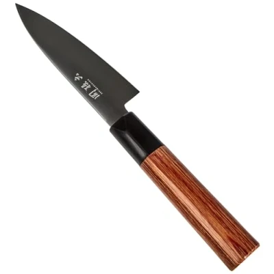 Afbeelding van KAI Seki Magoroku 10 cm redwood kantoormes 1K6 koolstofstaal met 57 (±1) HRC glanzend gepolijst lemmet pakka hout handgemaakt in Japan