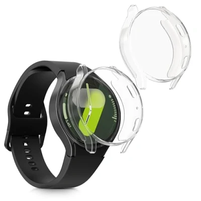 Afbeelding van kwmobile 2x smartwatch hoes geschikt voor Samsung Galaxy Watch 7 44mm hoesje Siliconen sporthorloge cover Activity tracker case in transparant