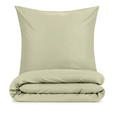Afbeelding van Blumtal Basic Microfiber Beddengoed Set 140 x 200 cm Kussensloop 80 Superzacht Dekbedovertrek 2 Delig Olijf Groen