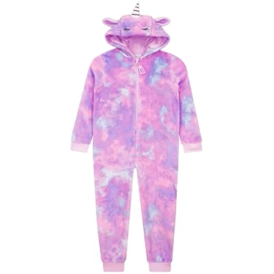 Afbeelding van Harry Bear eenhoorn pyjama voor meisjes, fleece kinderen, overall kinderoverall, Meerkleurig