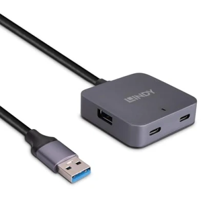 Afbeelding van Lindy 43388 interface hub USB 3.2 Gen 1 (3.1 1) Type A 5000 Mbit/s Zwart, Grijs