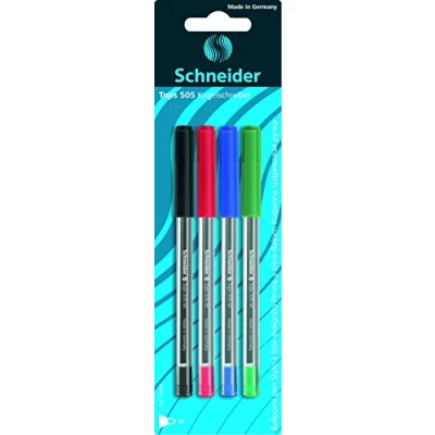 Afbeelding van Schneider balpen Tops 505 M blister a 4 stuks assorti S 75060