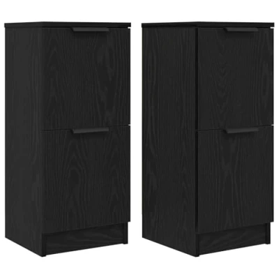 Afbeelding van vidaXL Dressoirs Set van 2 Zwart Eiken Bewerkt Hout 30,2 x 30 70,1 cm