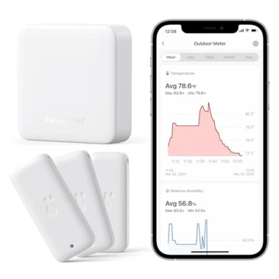 Afbeelding van SwitchBot WiFi Hygrometer Thermometer 3 Pack met Hub Mini, IP65 Indoor/Outdoor voor thuis