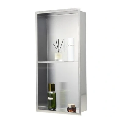 Image de VEVOR Niche Douche Encastrable Salle de Bain Murale Inox 10,2x33x63,5 cm Argenté