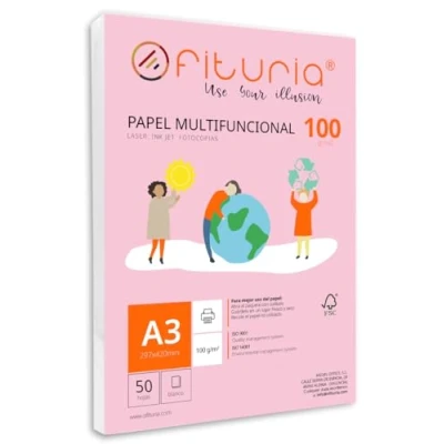Afbeelding van Lot de 50 feuilles blanches A3 100 g, papier multifonction pour usage scolaire et environnement travail. Idéal avec imprimantes laser, jet ou photocopieuses. Ofituria
