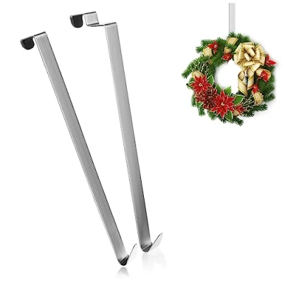 Afbeelding van COM FOUR® 2 x deurhaken van roestvrij staal 27 cm haken voor deurkransen en decoraties kleerhangers woningdeuren binnen buiten om op te hangen