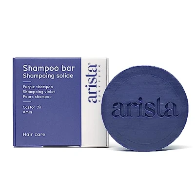 Image de Arista Shampoing Violet Solide Huile de Ricin &amp; Poudre d&#039;Amla Sans Sulfate Dejaunisseur Cheveux Blond Colorés Anti Jaunissement