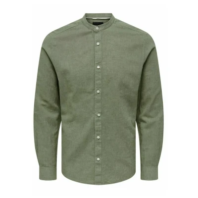 Afbeelding van Only &amp; Sons Onscaiden Solid MAO Overhemd, Heren, Maat: XS, Swamp