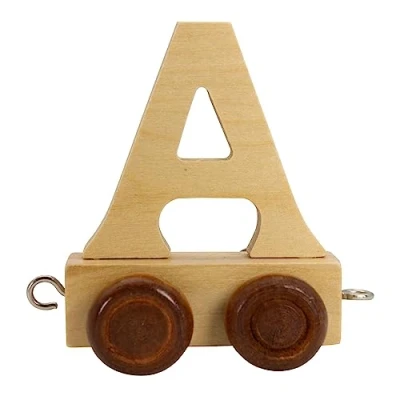 Afbeelding van GICO Houten letters, letter trein aanhanger, locomotief, wagen, A Z, hoogte. 5,5 cm
