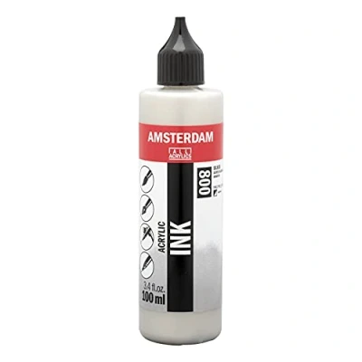 Afbeelding van Amsterdam Acrylic Ink flacon 100ml acrylinkt 800 Zilver halfdekkend