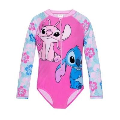 Afbeelding van Disney Lilo &amp; Stitch badpak voor meisjes met lange mouwen Leeftijd 5 13 jaar, Roze, 9 10 jaar