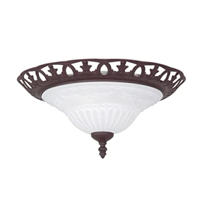 Afbeelding van TRIO RUSTICA Plafonniere Roestbruin Albast glas Metaal D 38cm 2x E27 lamphouder