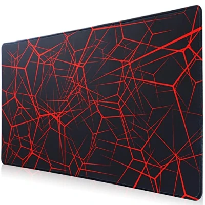 Afbeelding van Hosimoln Gaming muismat, grote muismat 70 x 30 cm, dikte 3 mm, antislip, waterdicht, met genaaide randen voor gaming, kantoor, thuis, Rednet