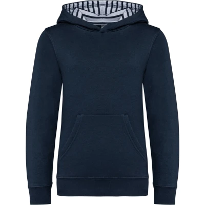 Afbeelding van Kariban Unisex kindersweater met contrasterende capuchon motief K4014 Navy / Mariniere