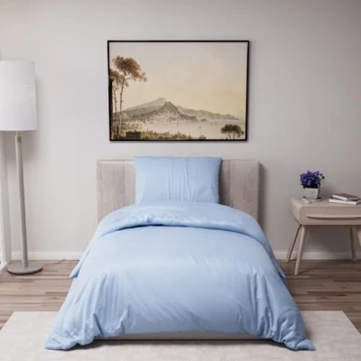 Afbeelding van Dreamzie Beddengoed 135 x 200 cm met 1 kussensloop 80 Blauw Dekbedovertrek Eenpersoonsbed van 100% microvezel Gecertificeerd vrij chemicaliën (Oeko Tex)