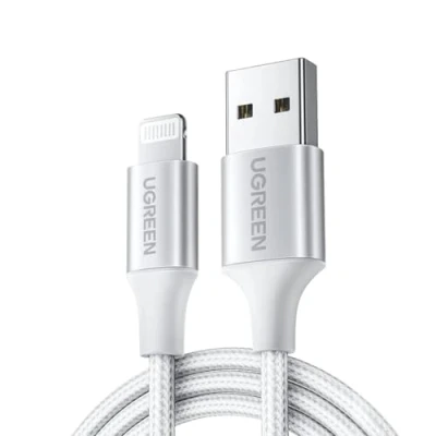 Afbeelding van UGREEN MFi Lightning naar USB A Male laad en datakabel 2 Meter Zilver