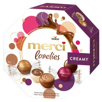 Afbeelding van merci lovelies Creamy 1 x 185 g chocolademix met gevulde chocoladespecialiteiten