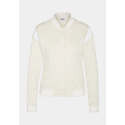 Afbeelding van Urban Classics Ladies Inset College Jacket Sweater met rits, Dames, Maat: 3XL, Lightgrey/white