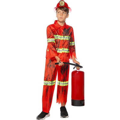 Afbeelding van FUNIDELIA Zombie Brandweerman Kostuum voor Jongens 107 113 cm