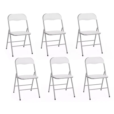 Image de Lot de 6 chaises pliantes KITY blanches en PU