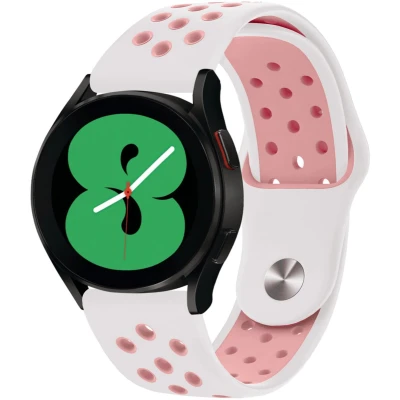Afbeelding van iMoshion Siliconen sport 20 mm bandje Geschikt voor Samsung Galaxy Watch 6 (Classic) / 5 (Pro) 4 3 Garmin Venu 2 plus Sq Forerunner 245 55 Wit Roze
