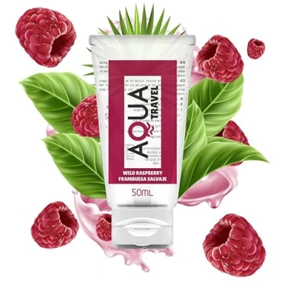 Afbeelding van Aqua Travel Wild Raspberry Flavour Waterbased Lubricant 50 Ml Glijmiddel Durex Waterbasis