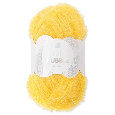 Afbeelding van Frida&#039;s Wollhaus Rico Design Creative Bubble Badgaren, 50 g, wol voor breien en haken, 57 kleuren (002 geel)