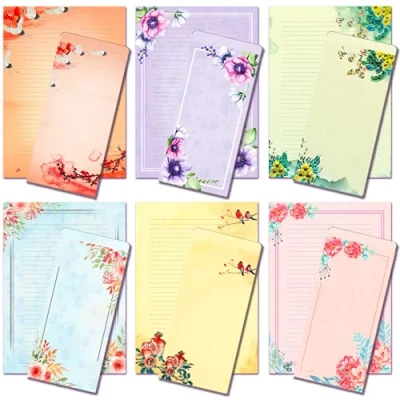 Afbeelding van ANZON MORIES Florentina 48 vellen briefpapier en enveloppen A4 gelinieerd met 24 zelfklevende enveloppen, gemakkelijk te printen, inktkleur