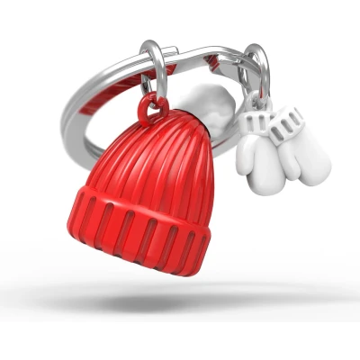 Afbeelding van METALMORPHOSE Sleutelhanger muts en wanten MTM149 01, rood, eenheidsmaat, Rood