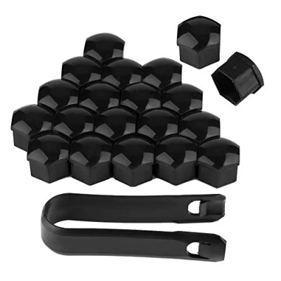 Afbeelding van Aramox Wielmoerdoppen Bandenschroef Beschermhoes, 20 stuks 17 mm Auto Wielmoer Automatische Naaf Schroef Bescherming Plug Cover (Zwart)