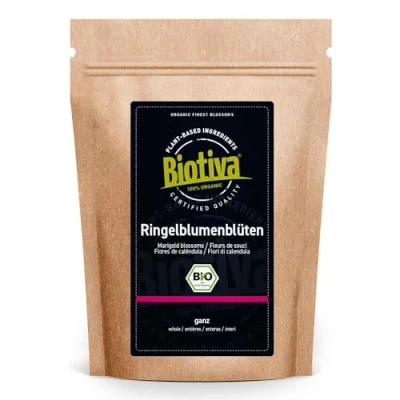 Afbeelding van Biotiva calendula Flower Biologische thee, 100 g, officinalis, zonder toevoegingen, veganistisch, getest en gecertificeerd in Duitsland