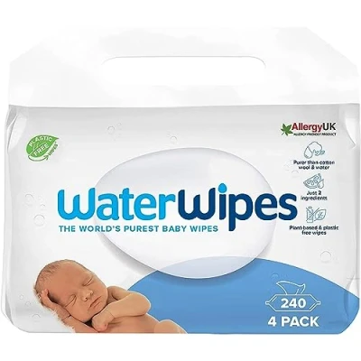 Afbeelding van WaterWipes Vochtige doekjes voor baby&#039;s de gevoelige huid, 100% plantaardige oorsprong, 240 stuks, 1 stuk