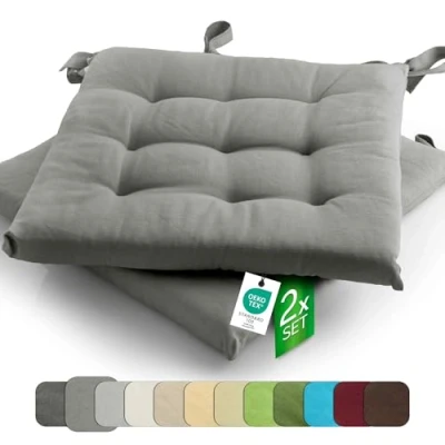 Afbeelding van etérea Basic Zitkussen Stoelkussen Seat Cushion 2 Stuk 40x40 cm Grijs