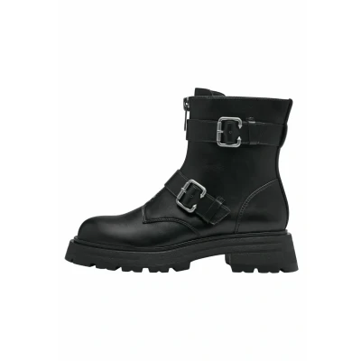 Afbeelding van Tamaris Enkellaarsjes met plateauzool, Dames, Maat: 38, Black matt Kunststof