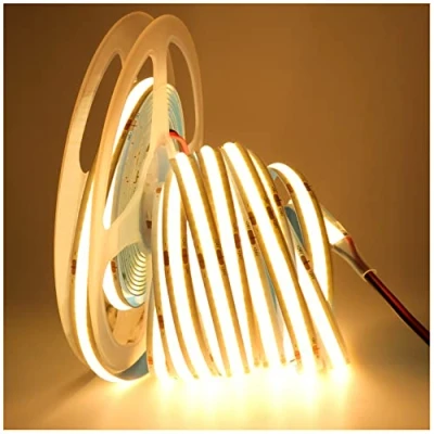 Afbeelding van Tesfish Ledstrip, COB DC 24 V, 5 m, 320 leds/m, in totaal 1600 leds, neonlicht, warm wit, 3000 K, superhelder, zacht, voor feest, aanrecht, plank, woondecoratie