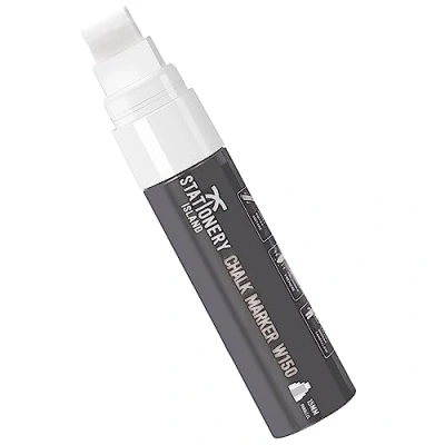 Afbeelding van STATIONERY ISLAND Uitwisbare vloeibare krijtmarker voor krijtbord, raam, glas en spiegel (punt 15 mm), wit