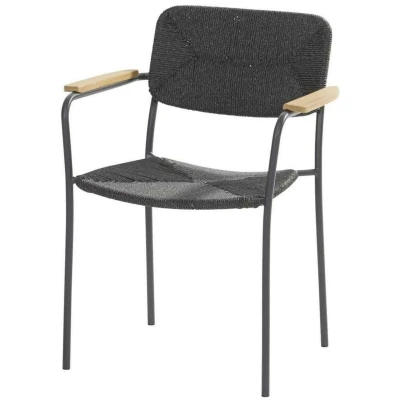 Afbeelding van 4 Seasons Outdoor Bora Stapelbare Tuinstoel Anthracite Teak Grijs Tuinmeubelen Outlet